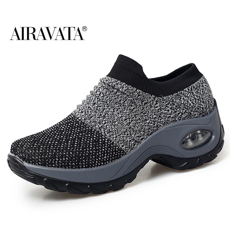 Mode Frauen Casual Sneakers Mesh Plattform Slip-on Air Kissen Sport Shake Schuhe 40 grau von Joom DACH