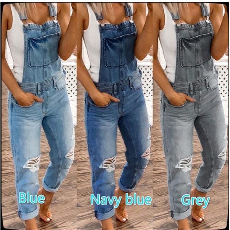 Mode Frauen Denim Overall Damen Frühling Mode Lose Jeans Strampler Weibliche Casual Plus Größe Insgesamt Overall Mit Tasche M hellblaue von Joom DACH