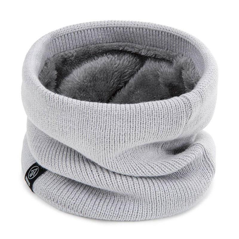 Mode Frauen Gestrickter Schal Solide Cashmere Wie Winter Snood Schals Dame Warme Wolle Pelz Dicken Unisex Männer Hals Schals Ring 18cm grau von Joom DACH