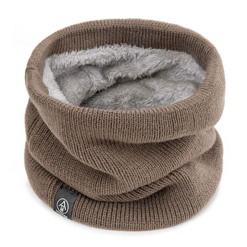 Mode Frauen Gestrickter Schal Solide Cashmere Wie Winter Snood Schals Dame Warme Wolle Pelz Dicken Unisex Männer Hals Schals Ring 18cm khaki von Joom DACH