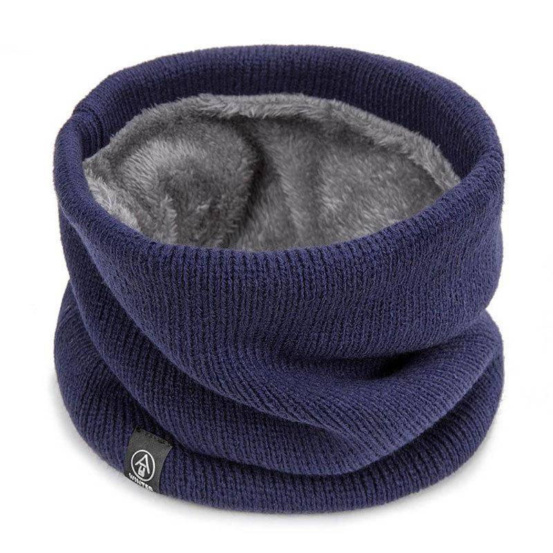 Mode Frauen Gestrickter Schal Solide Cashmere Wie Winter Snood Schals Dame Warme Wolle Pelz Dicken Unisex Männer Hals Schals Ring 18cm navy blau von Joom DACH