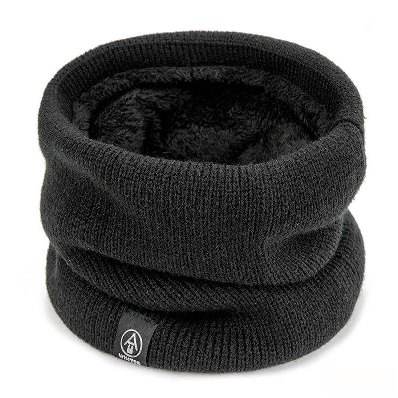 Mode Frauen Gestrickter Schal Solide Cashmere Wie Winter Snood Schals Dame Warme Wolle Pelz Dicken Unisex Männer Hals Schals Ring 18cm schwarz von Joom DACH