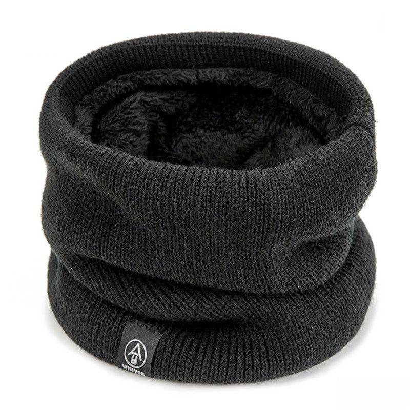 Mode Frauen Gestrickter Schal Solide Cashmere Wie Winter Snood Schals Dame Warme Wolle Pelz Dicken Unisex Männer Hals Schals Ring 18cm schwarz von Joom DACH