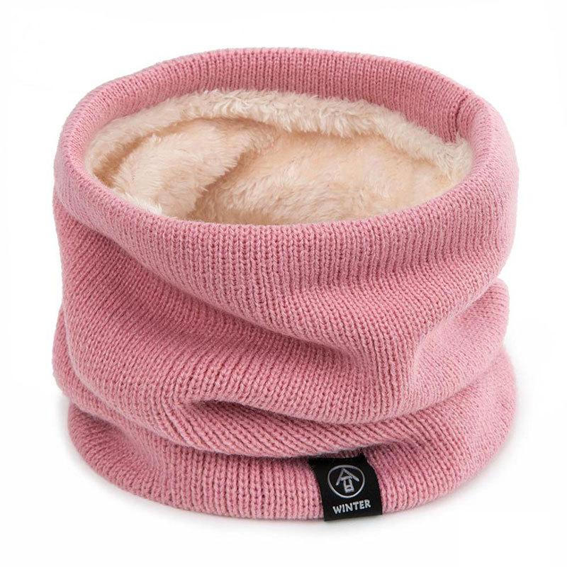 Mode Frauen Gestrickter Schal Solide Cashmere Wie Winter Snood Schals Dame Warme Wolle Pelz Dicken Unisex Männer Hals Schals Ring 18cm rosa von Joom DACH