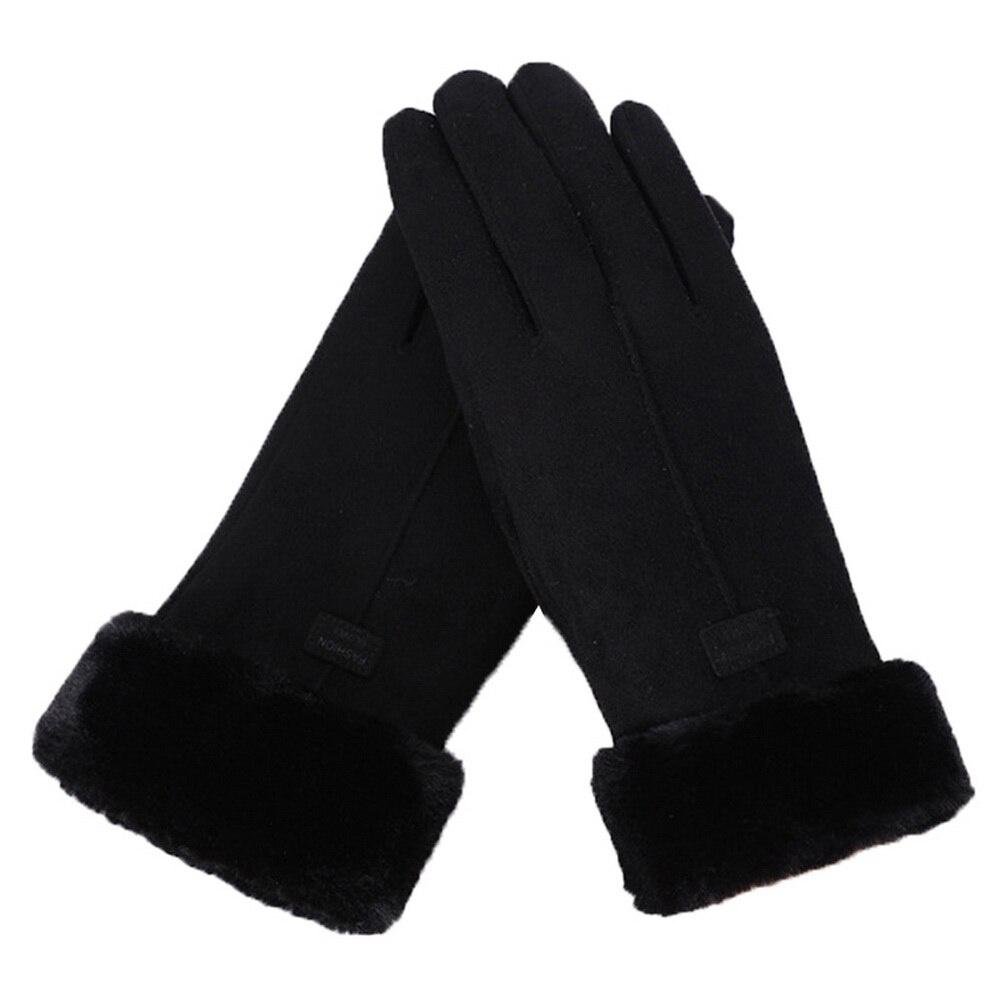 Mode Frauen Handschuhe Herbst Winter Niedlichen Pelzigen Warme Handschuhe Volle Finger Handschuhe Frauen Outdoor Sport Weibliche Handschuhe Bildschirm coole schwarze von Joom DACH