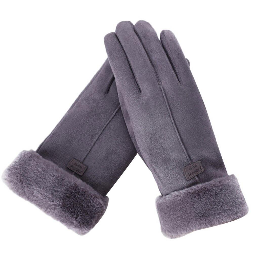 Mode Frauen Handschuhe Herbst Winter Niedlichen Pelzigen Warme Handschuhe Volle Finger Handschuhe Frauen Outdoor Sport Weibliche Handschuhe Bildschirm grau von Joom DACH