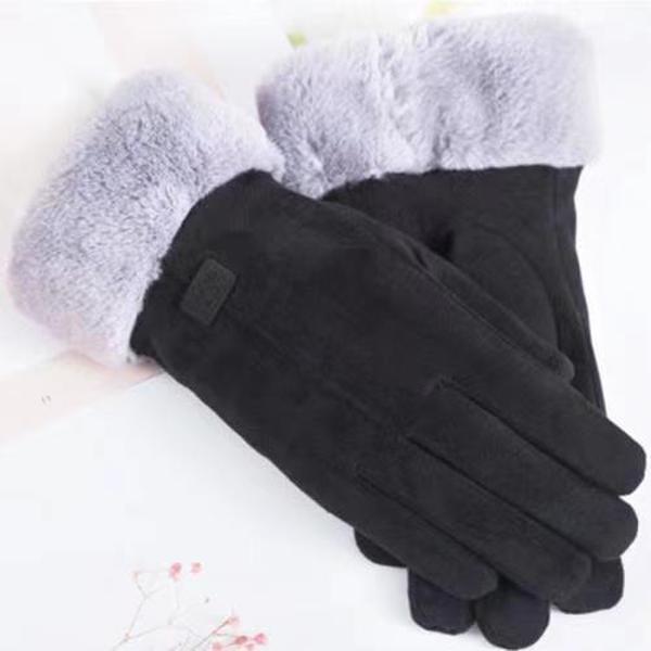 Mode Frauen Handschuhe Herbst Winter Niedlichen Pelzigen Warme Handschuhe Volle Finger Handschuhe Frauen Outdoor Sport Weibliche Handschuhe Bildschirm schwarz von Joom DACH