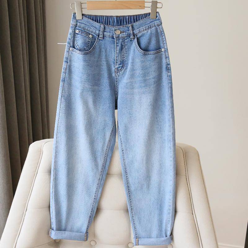 Mode Frauen High Waist Jeans Vintage Casual Denim Hose Loose Haremshose Jeans Übergröße XXL blau von Joom DACH