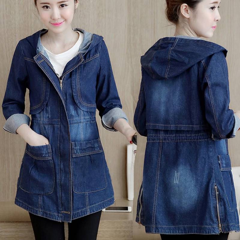 Mode Frauen Jeans Top Denim Hoodie Bluse Langarm Lose Mantel XXXXL blau von Joom DACH