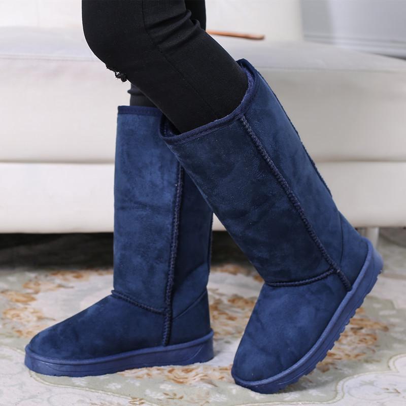 Mode Frauen Klassische Damen Mädchen Winter Schnee Stiefel 2024 Wasserdichte Warme Echtes Leder Pelz Australien Plus Samt Knie Hohe Winter 37 blau von Joom DACH