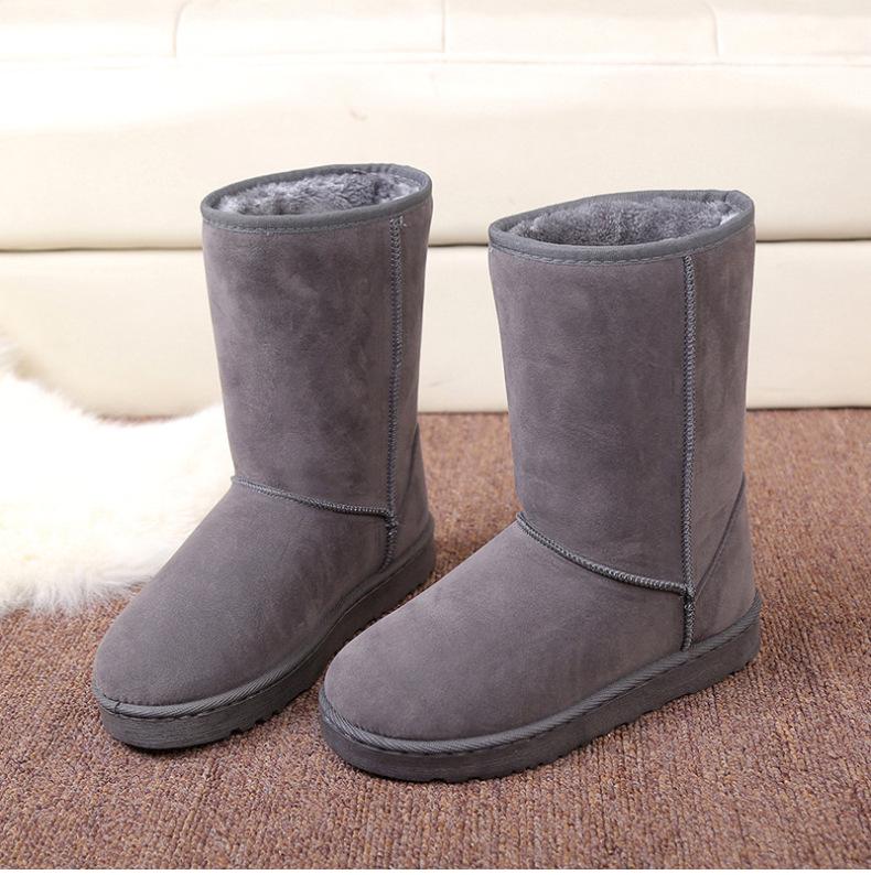 Mode Frauen Klassische Damen Mädchen Winter Schnee Stiefel 2024 Wasserdichte Warme Echtes Leder Pelz Australien Plus Samt Knie Hohe Winter 40 graue von Joom DACH
