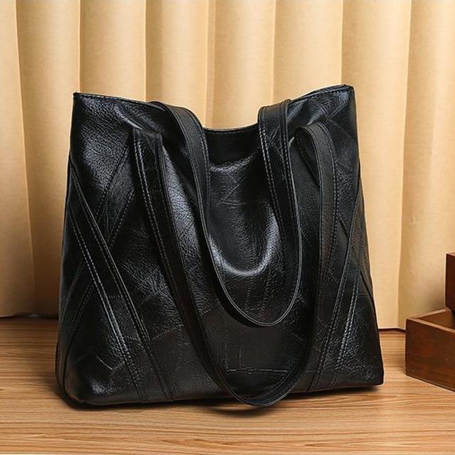 Mode Frauen Luxus Handtasche 2020 Neue Mode Frauen Schulter Tasche Große Kapazität Retro Weiche Pu Leder Hohe Qualität Einkaufstasche 36x18x30 cm schwarz von Joom DACH