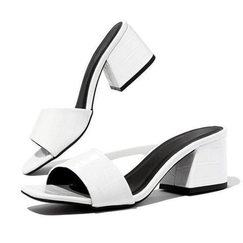 Mode Frauen Pumpen Hausschuhe Damen Karree Weibliche Slides Sommer Schuhe Frau Sandalen High Heels 2022 Indoor Plus Größe Frauen schuhe 36 weiß von Joom DACH