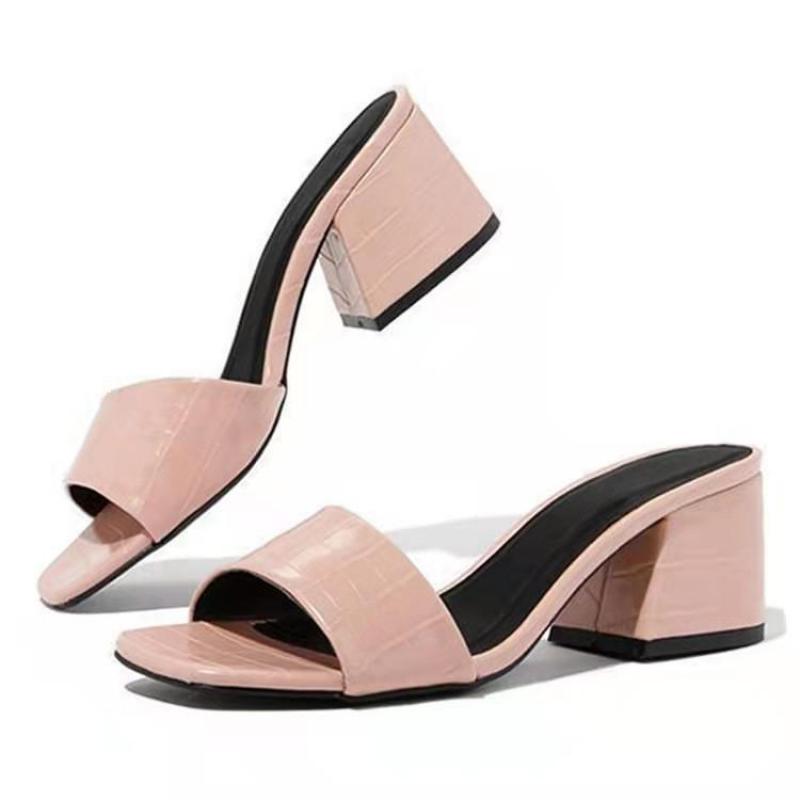 Mode Frauen Pumpen Hausschuhe Damen Karree Weibliche Slides Sommer Schuhe Frau Sandalen High Heels 2022 Indoor Plus Größe Frauen schuhe 40 rosa von Joom DACH