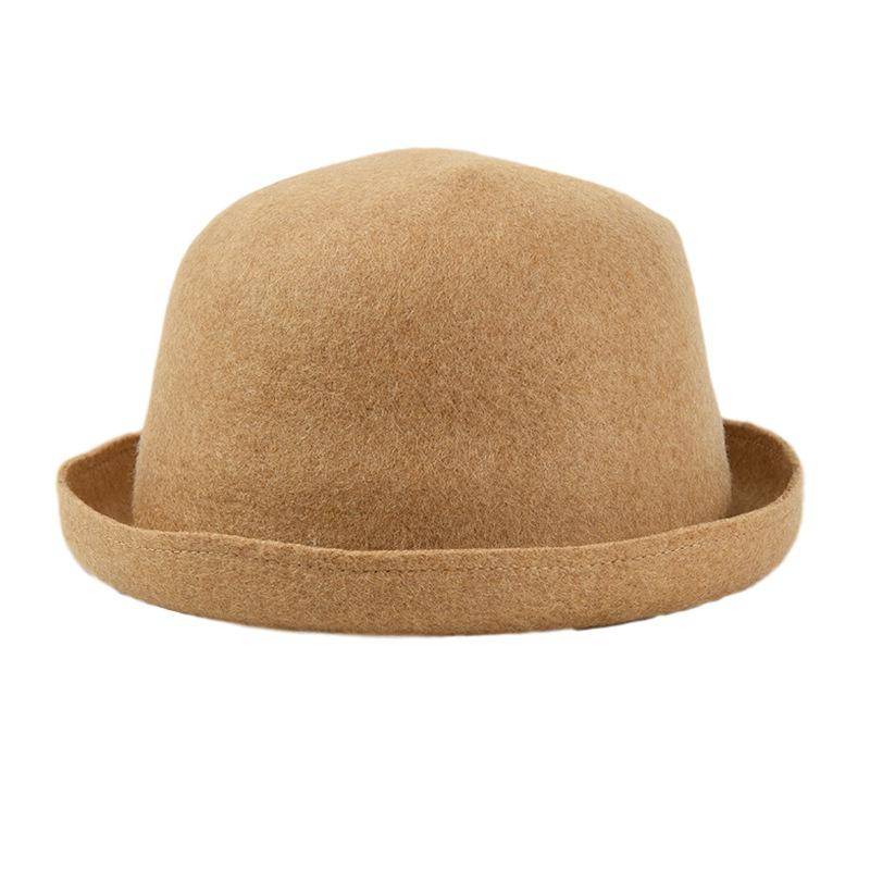 Mode Frauen Runde Krone Wolle Fedora Hüte für Damen Winter Outdoor Trilbies Hut Unisex Mädchen Casual Herbst Party Hut M 56-58cm von Joom DACH