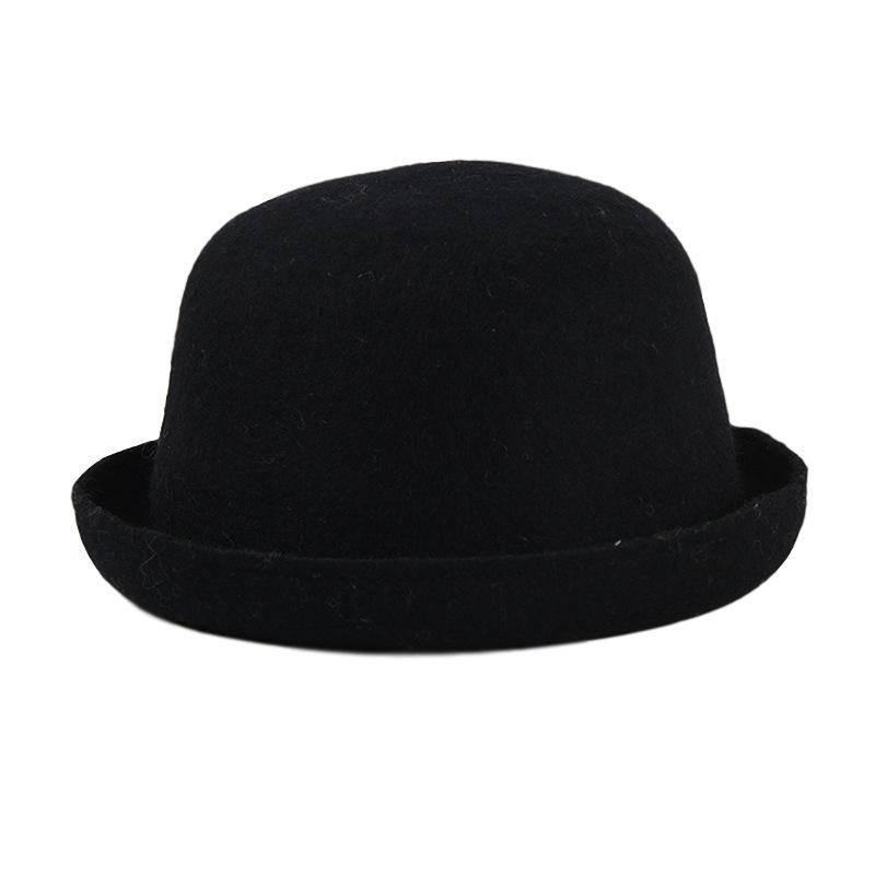 Mode Frauen Runde Krone Wolle Fedora Hüte für Damen Winter Outdoor Trilbies Hut Unisex Mädchen Casual Herbst Party Hut M 56-58cm von Joom DACH