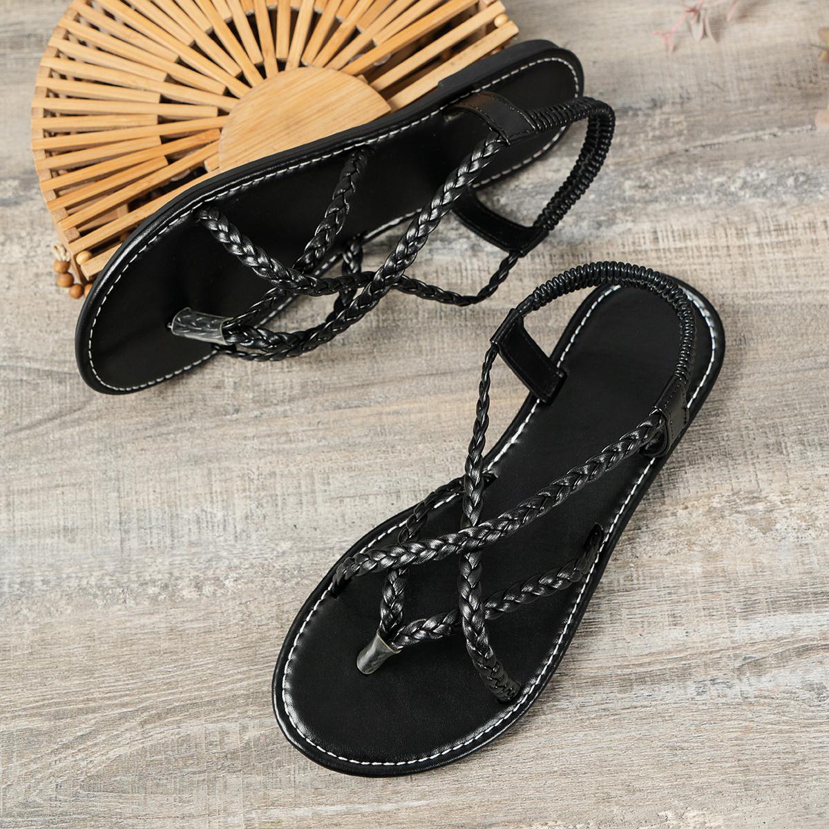 Mode Frauen Sandalen Damen Flache Roma Heels Elegante Sommer Hausschuhe Außerhalb Kreuz Gebunden Leder Weibliche Slides Frau Sandalen 38 von Joom DACH