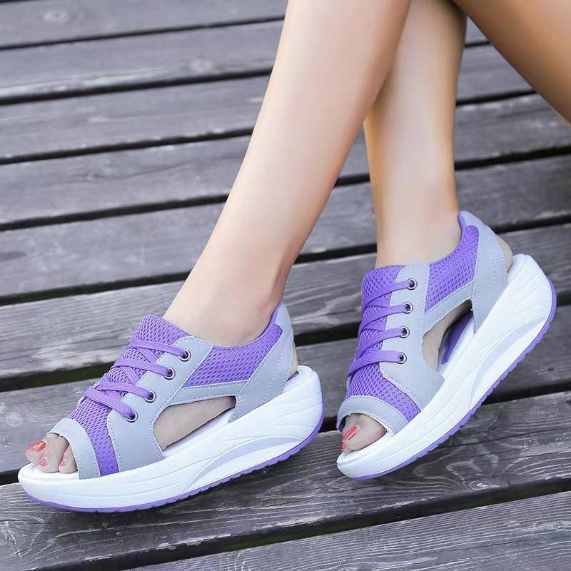 Mode Frauen Sandalen Sommer Neue Dame Plattform Chunky Bequeme Mesh Offene Spitze Casual Sport Damen Schuhe Plus Größe 43 36 von Joom DACH