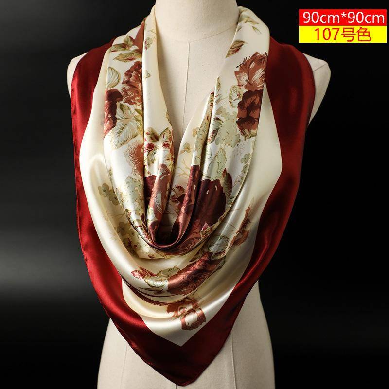 Mode Frauen Schals Quadrat Halstuch Hijab Schals 90*90cm weinrot von Joom DACH