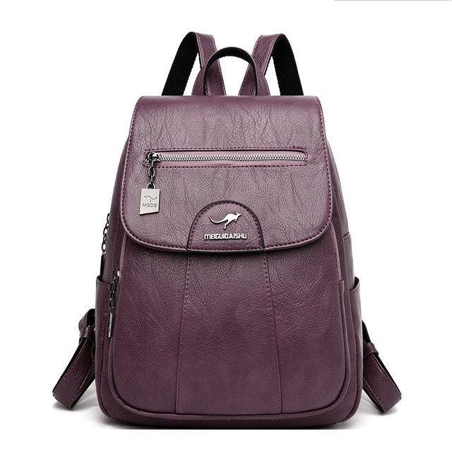 Mode Frauen Schulter Taschen PU Leder Rucksäcke Weibliche Schule Taschen Rucksack Casual Reisetaschen Rucksäcke Große Kapazität Violett von Joom DACH