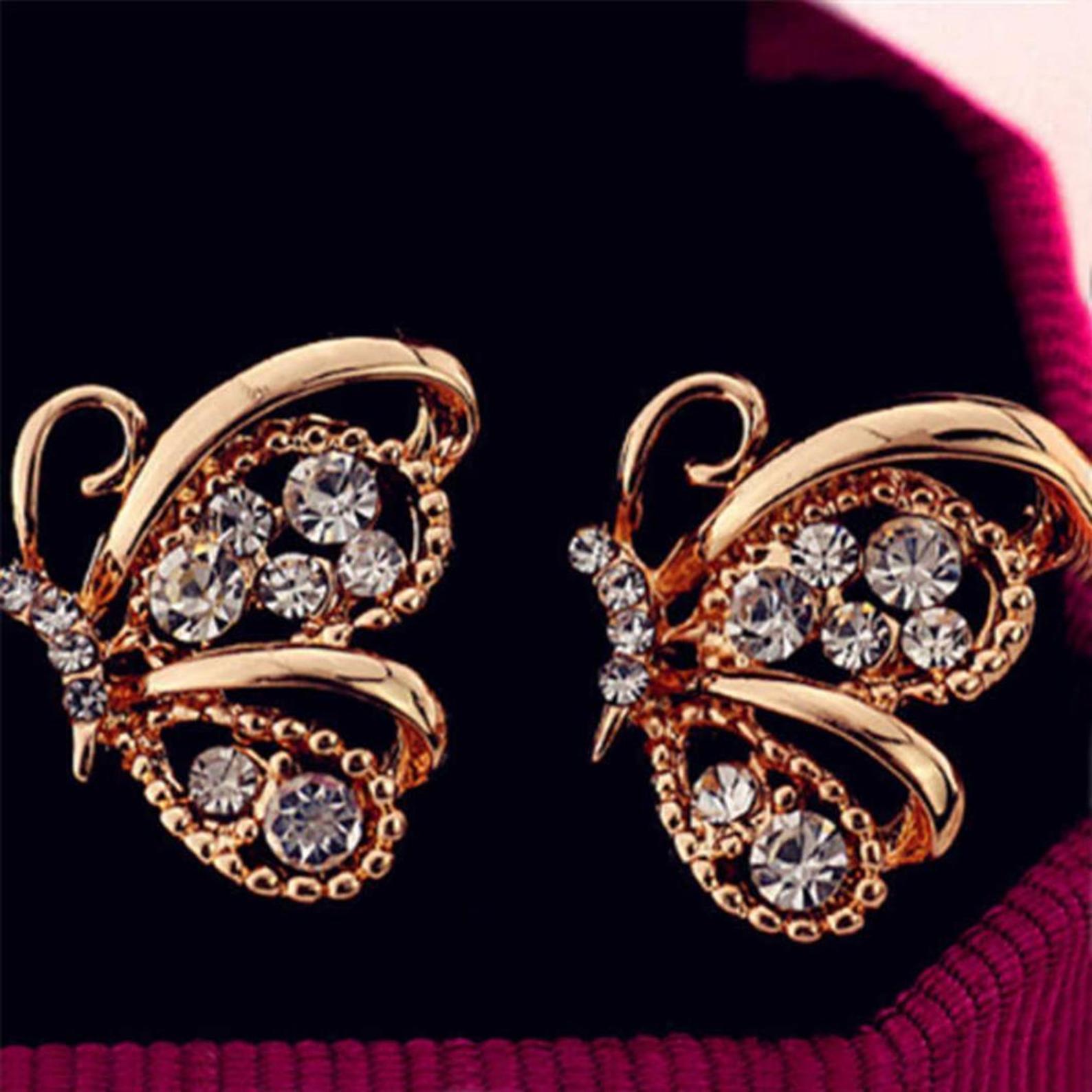 Mode Frauen Strass Schmetterling Form Ohrstecker Promi Eardrop Schmuck weiß von Joom DACH