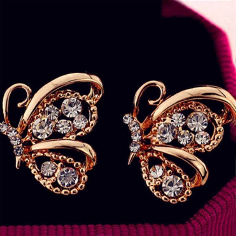 Mode Frauen Strass Schmetterling Form Ohrstecker Promi Eardrop Schmuck weiß von Joom DACH