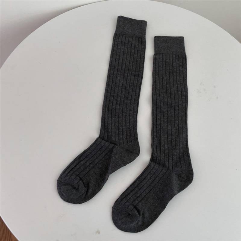 Mode Frauen Strümpfe Baumwolle Stricken Einfarbig Knie Socken College Stil Schule Mädchen Schwarz Weiß Lange Socken Strumpf 40-60cm von Joom DACH