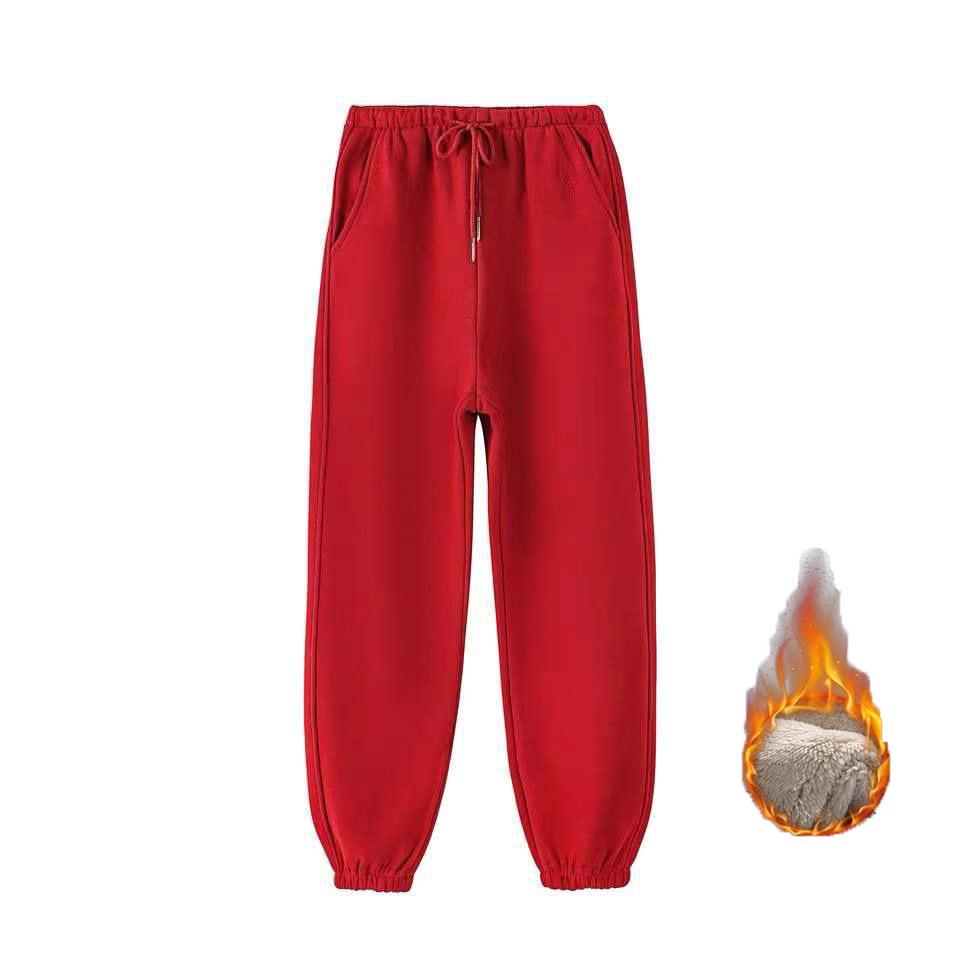 Mode Frauen Winter Warme Lange Hosen Fleece Dicke Leggins Solide Plus Größe Elastische Beiläufige Jogginghose Harem Hosen Casual Hosen 5XL rot von Joom DACH