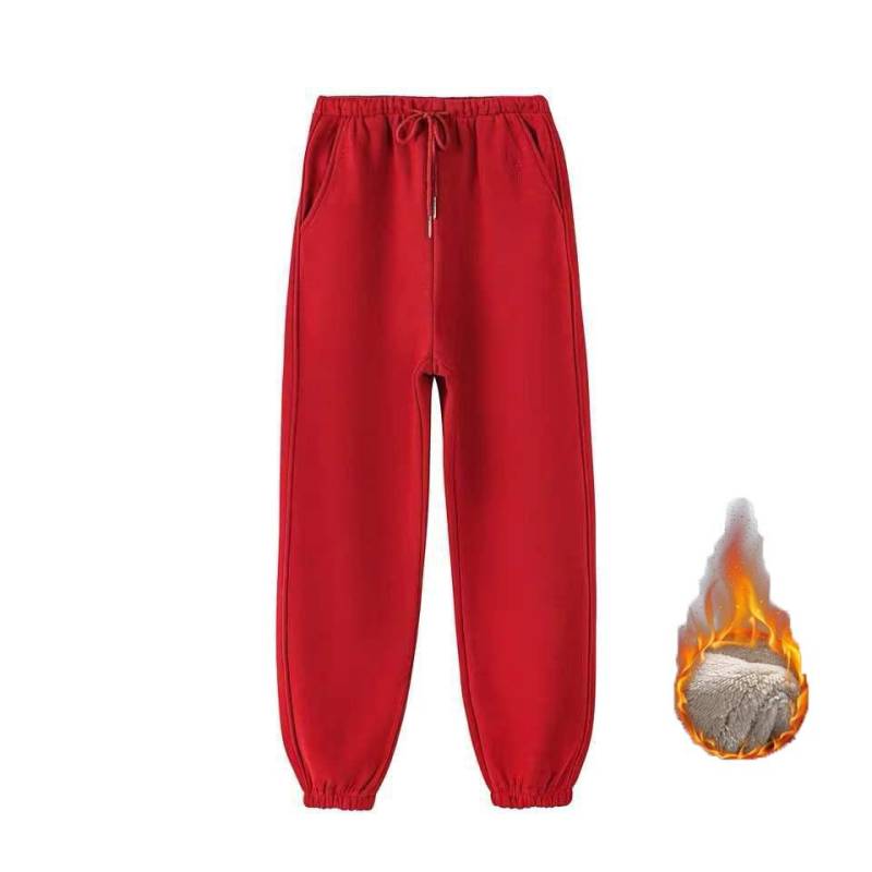 Mode Frauen Winter Warme Lange Hosen Fleece Dicke Leggins Solide Plus Größe Elastische Beiläufige Jogginghose Harem Hosen Casual Hosen 5XL rot von Joom DACH