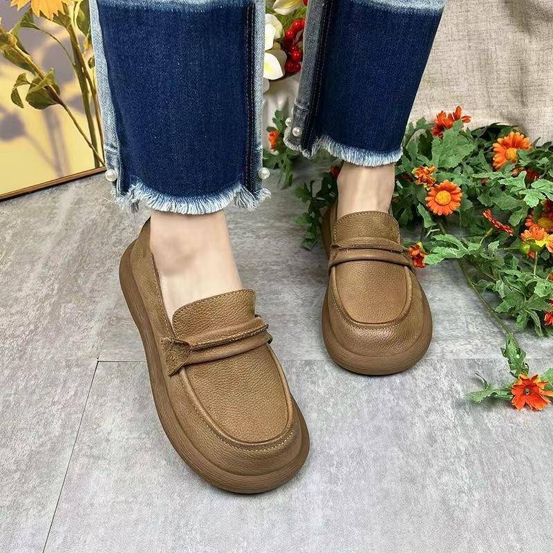Mode Frauen Wohnungen 2024 Neue Frühling Herbst Fashion Square Top Loafers Schuhe Flach Komfortable Lolita Schuhe Turnschuhe Zapatos De Mujer 42 khaki von Joom DACH