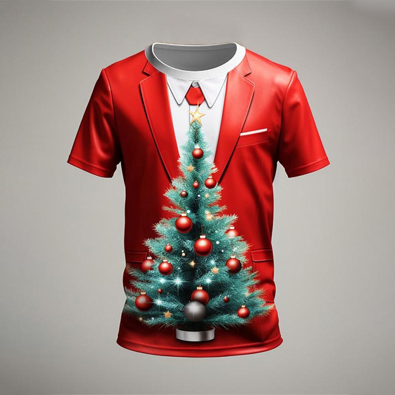 Mode Frohe Weihnachten 3D-Druck Herren T-Shirt Weihnachtsmann Weihnachten Grafik T-Shirts für Männer Kinder Kurze Ärmel Unisex Top T 3XL von Joom DACH