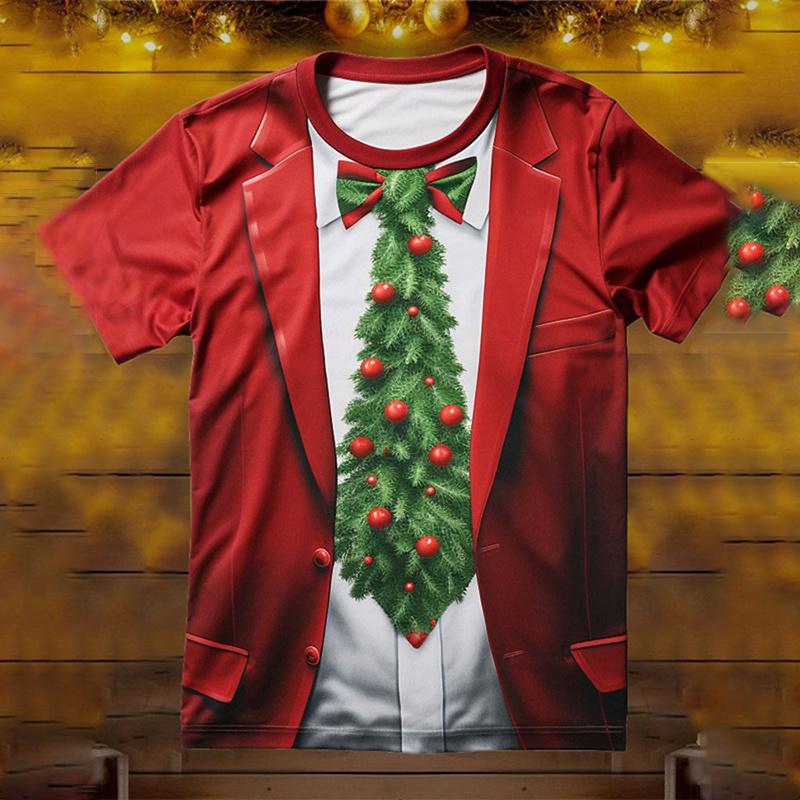 Mode Frohe Weihnachten 3D-Druck Herren T-Shirt Weihnachtsmann Weihnachten Grafik T-Shirts für Männer Kinder Kurze Ärmel Unisex Top T 6XL von Joom DACH