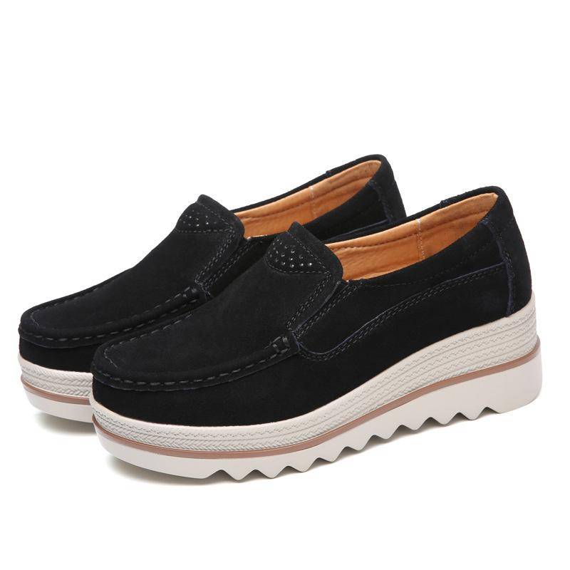 Mode Frühjahr Herbst Frauen Wildleder Echtes Leder Keil Schuhe Damen Weibliche Slipper Süße Quaste Slip-ons Plattform Mokassins 39 von Joom DACH