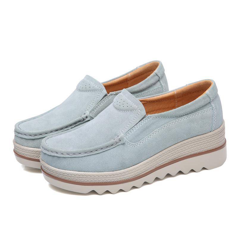 Mode Frühjahr Herbst Frauen Wildleder Echtes Leder Keil Schuhe Damen Weibliche Slipper Süße Quaste Slip-ons Plattform Mokassins 39 von Joom DACH