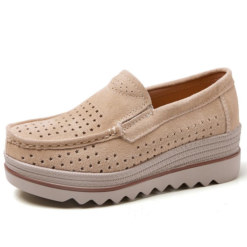 Mode Frühjahr Herbst Frauen Wildleder Echtes Leder Keil Schuhe Damen Weibliche Slipper Süße Quaste Slip-ons Plattform Mokassins 40 von Joom DACH