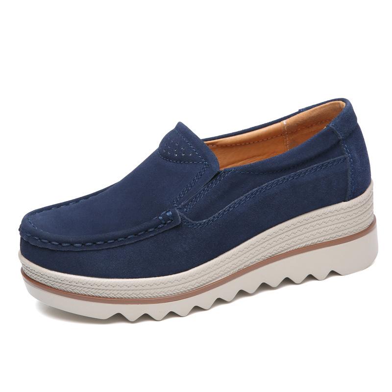 Mode Frühjahr Herbst Frauen Wildleder Echtes Leder Keil Schuhe Damen Weibliche Slipper Süße Quaste Slip-ons Plattform Mokassins 41 von Joom DACH