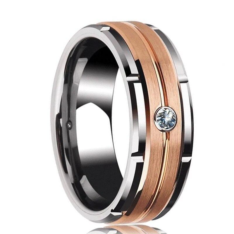 Mode Für Männer 8mm Gold Farbe Nut Abgeschrägte Kante Wolfram Hochzeit Carbon Faser Ring Punk Getriebe Rad Edelstahl ring Für Männer 8 von Joom DACH
