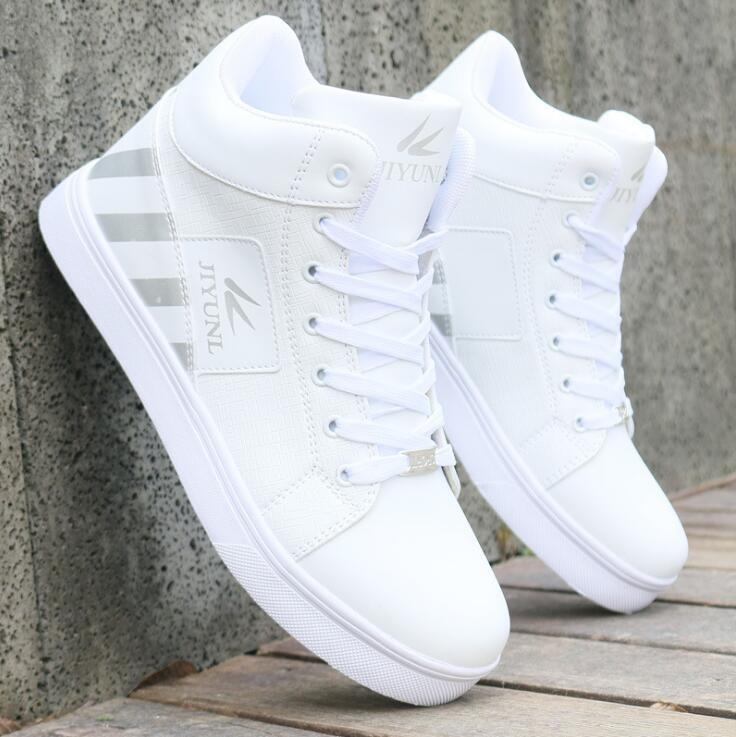 Mode Für Männer Casual Turnschuhe Straße Coole Turnschuhe Männliche Wohnungen Schnüren Skateboard Schuhe Plus Größe Herren Schuhe Chaussure Homme Sport schuhe 43 weiß von Joom DACH