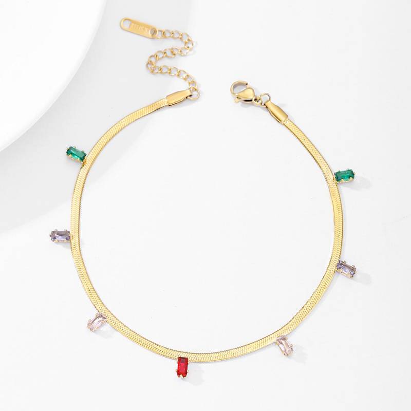 Mode Fußkettchen für Frauen Strandaccessoires Fußkettchen Edelstahl Beinarmband Sandalen Fußschmuck 22cm gold von Joom DACH