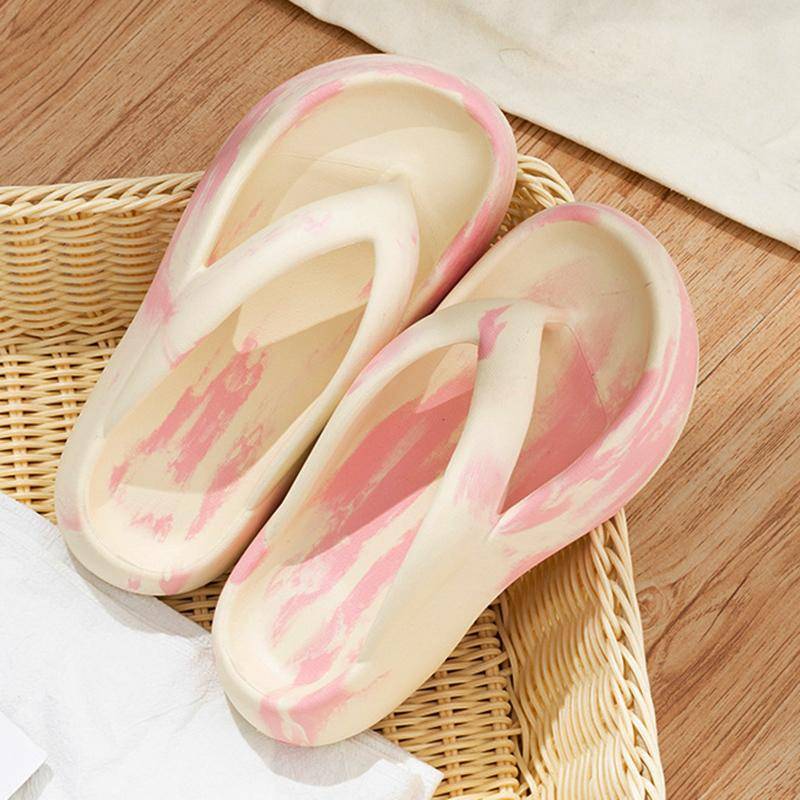 Mode Graffiti Plateau Flip Flops Damen Leichtgewichtige Eva Weiche Sohle Kissen Pantoletten Frau Sommer Zehensteg Rutschfest Strand Hausschuhe 40-41 rosa von Joom DACH
