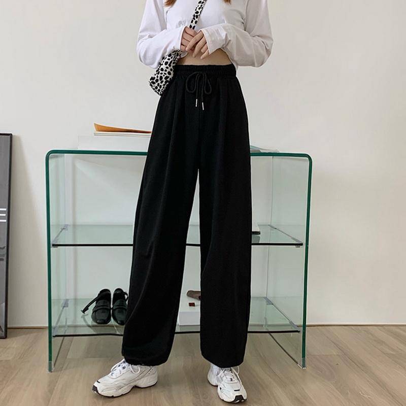 Mode Grau Jogginghose Frauen Frühling Herbst Baggy Mode Oversize Sport Hosen Balck Hosen Weibliche Jogger Streetwear XS schwarz von Joom DACH