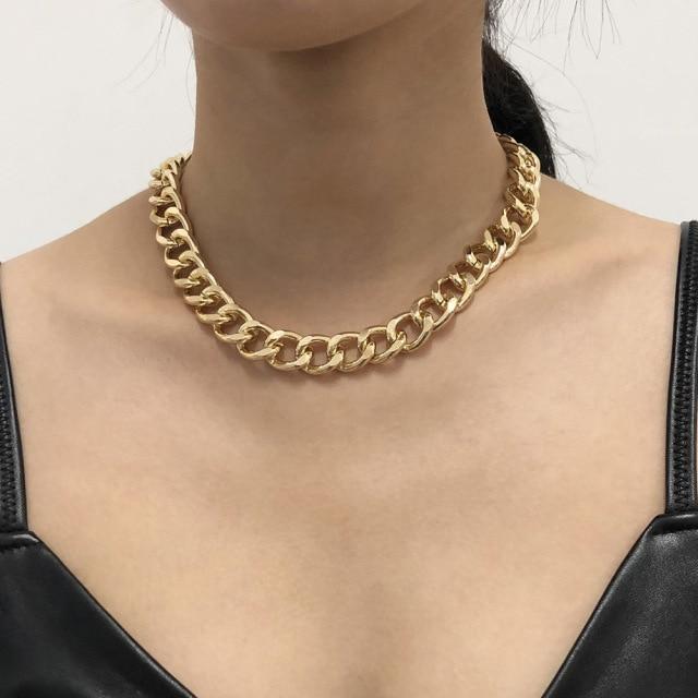 Mode Große Halskette für Frauen Twist Gold Silber Farbe Chunky Dick Schloss Choker Kette Halsketten Party Schmuck von Joom DACH