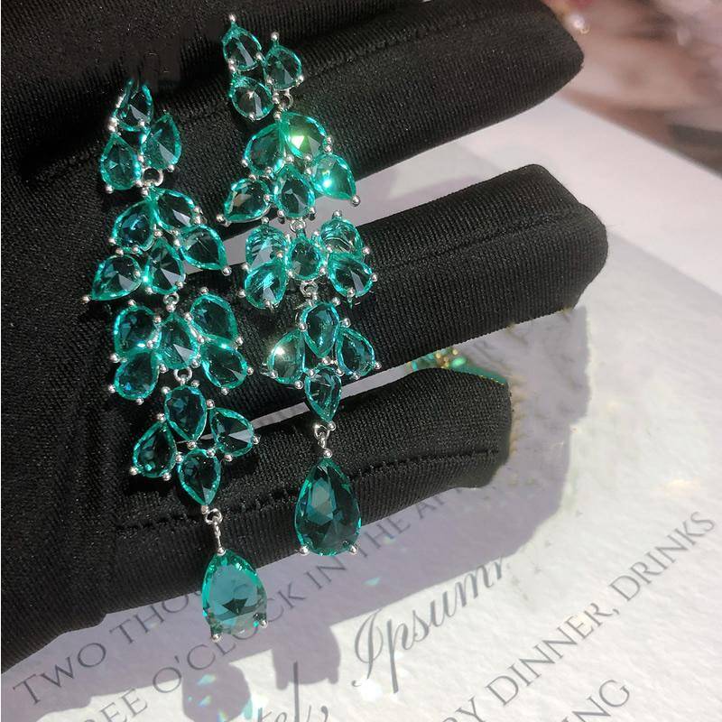 Mode Grüne Tropfen Ohrringe Für Frauen Blatt Quaste Lange Baumeln Ohrringe Braut Hochzeit Schmuck Geschenke grün/silber von Joom DACH