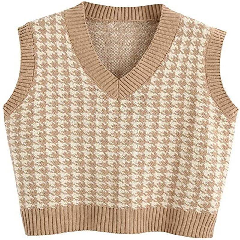 Mode Herbst und Winter Neue frauen Gestrickte Weste V-ausschnitt Ärmellose Pullover Pullover S khaki von Joom DACH