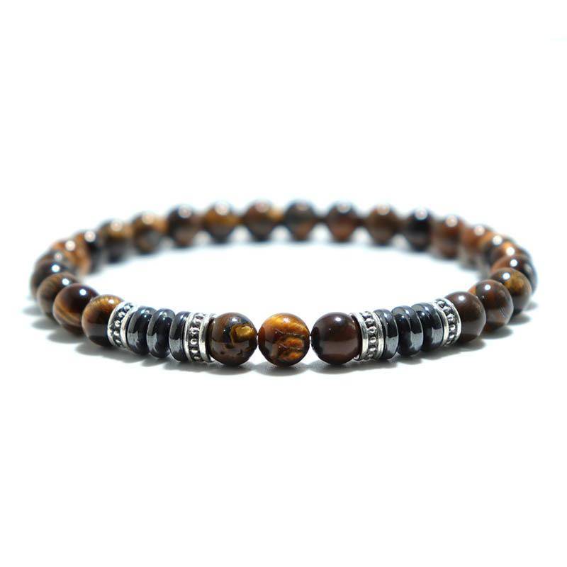 Mode Herren Armband Naturstein 6mm Lava Rock Tigeraugen Perlen Armband Freizeit Zubehör Geschenk für ihn von Joom DACH