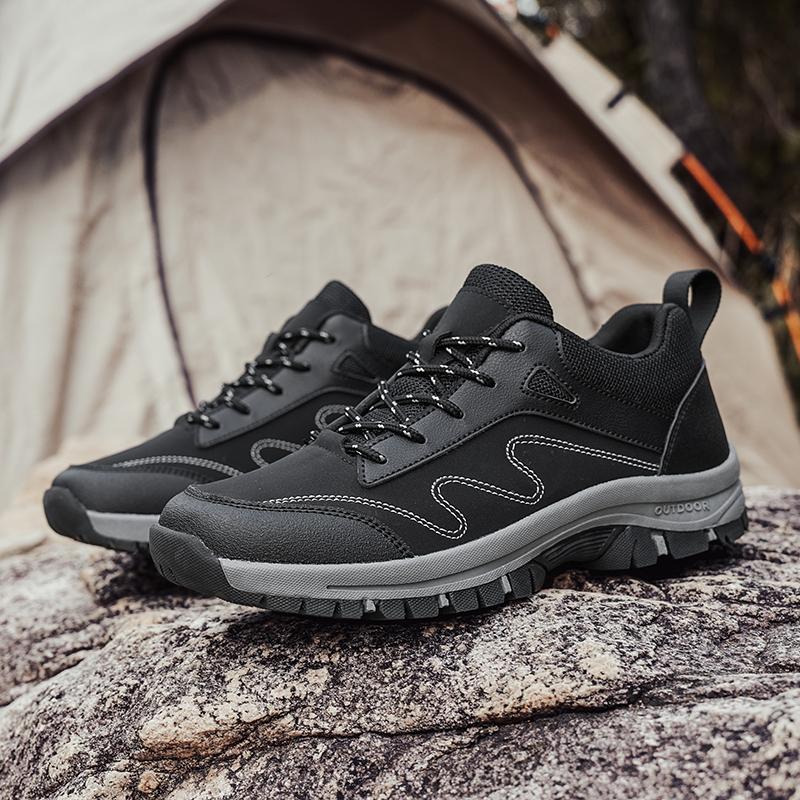 Mode Herren Bergsteigen Dicke Sohle Rutschfest Frühling Lässig Atmungsaktiv Outdoor Reise Verschleißfest Wandern Sneaker Schuhe 45 schwarz von Joom DACH