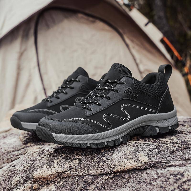 Mode Herren Bergsteigen Dicke Sohle Rutschfest Frühling Lässig Atmungsaktiv Outdoor Reise Verschleißfest Wandern Sneaker Schuhe 45 schwarz von Joom DACH