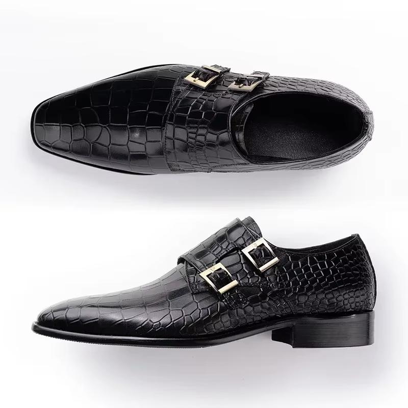 Mode Herren Echtleder Kleider Slipper Handgefertigt Doppel Schnalle Monk Slipper für Party & Formelle Kleidung Mode& Herrenschuhe 48 schwarz von Joom DACH