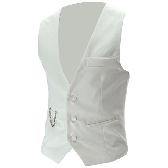 Mode Herren Einfarbig V-Ausschnitt Ärmellos Knopf Tasche Blazer Anzug Weste XXXXL weiß von Joom DACH