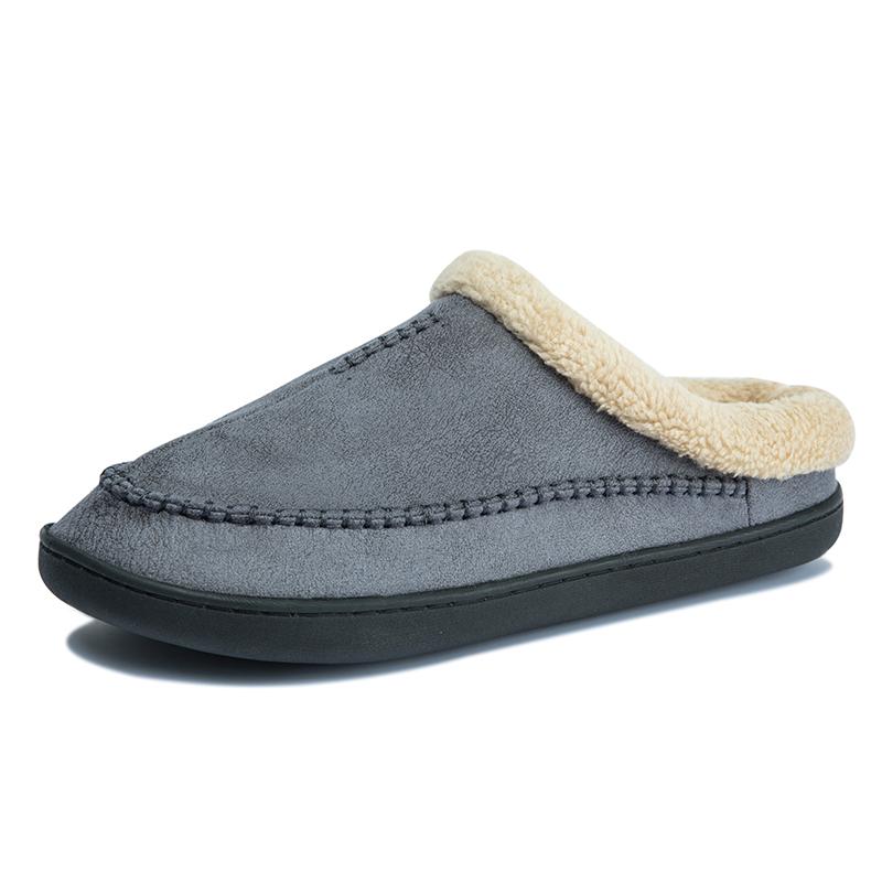 Mode Herren Hausschuhe Home Winter Indoor Plüsch Warme Schuhe Dicke Unterseite Plüsch Wasserdichte Leder Hausschuhe Mann Wildleder Baumwollschuhe 43-44 dunkelgrau von Joom DACH